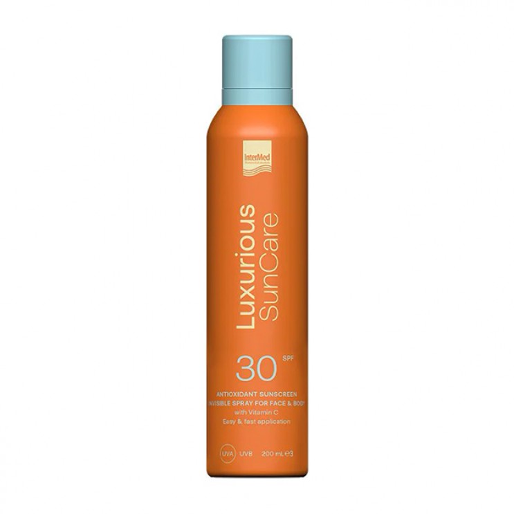 Intermed Luxurious Suncare Antioxidant Sunscreen Invisible Spray SPF30 200ml | Διάφανο Αντηλιακό Σπρέι Προσώπου Σώματος