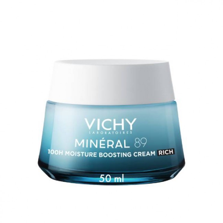 Vichy Mineral 89 100H Moisture Boosting Cream Rich 50ml | 100ωρών Κρέμα Προσώπου για Ενυδάτωση με Υαλουρονικό Οξύ, Πλούσιας Υφής