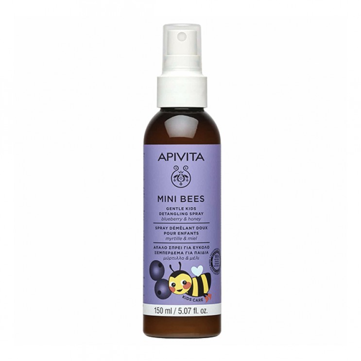 Apivita Mini Bees Gentle Kids Detangling Spray 150ml | Παιδικό Απαλό Σπρέι για Ξεμπέρδεμα των Μαλλιών με Μύρτιλλο & Μέλι.