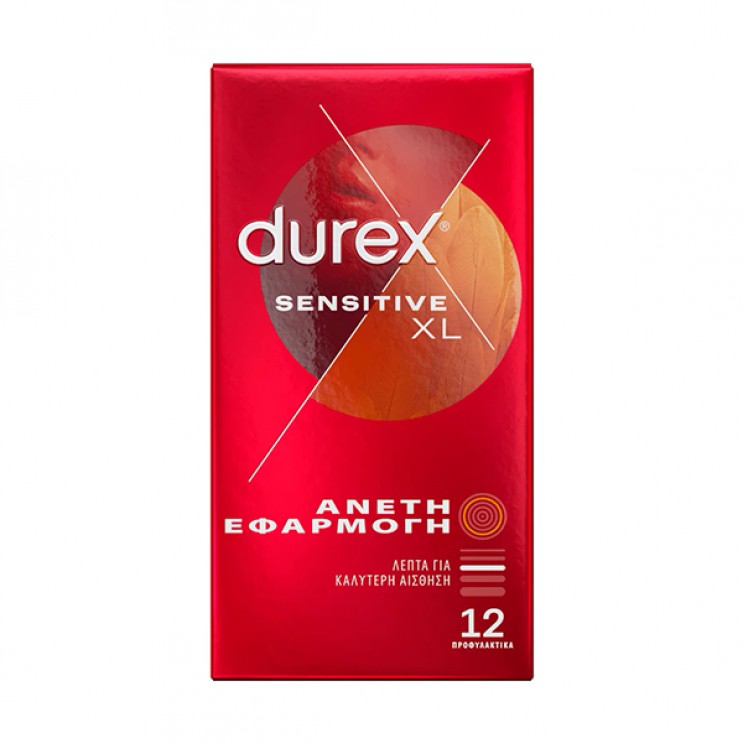 Durex Sensitive XL Προφυλακτικά Λεπτά για Καλύτερη Αίσθηση Άνετη Εφαρμογή 12τμχ  