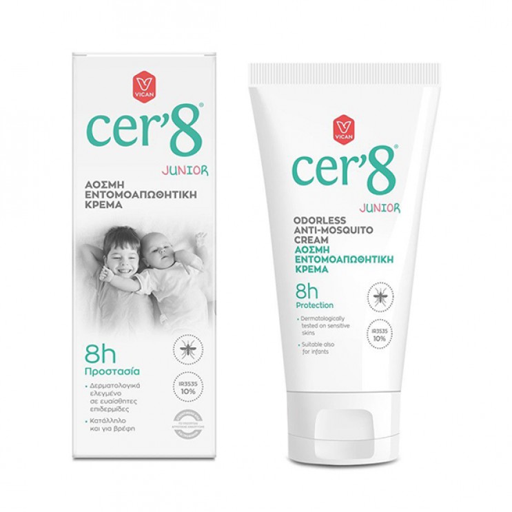 Cer'8 Anti Mosquito Cream Junior 150ml |Άοσμη Εντομοαπωθητική Κρέμα για Βρέφη & Παιδιά 