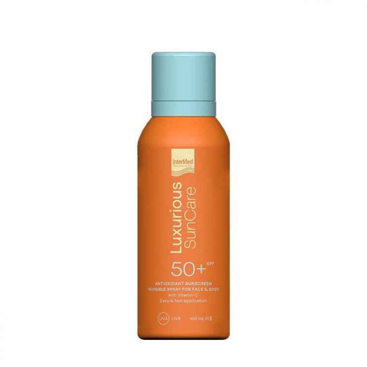 Intermed Luxurious Suncare Antioxidant Sunscreen Invisible Spray SPF 50+ 100ml | Διάφανο Αντηλιακό Σπρέι για Πρόσωπο & Σώμα