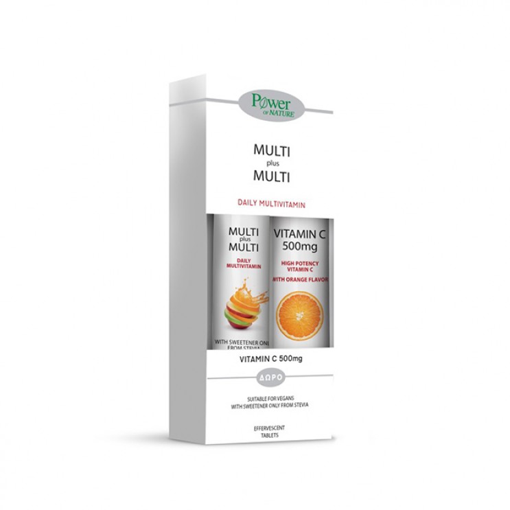 Power Health Multi plus Multi με Στέβια 20 Αναβράζοντα Δισκία & Δώρο Vitamin C 500mg Πορτοκάλι 20 Αναβράζοντα Δισκία ΒΙΤΑΜΙΝΕΣ