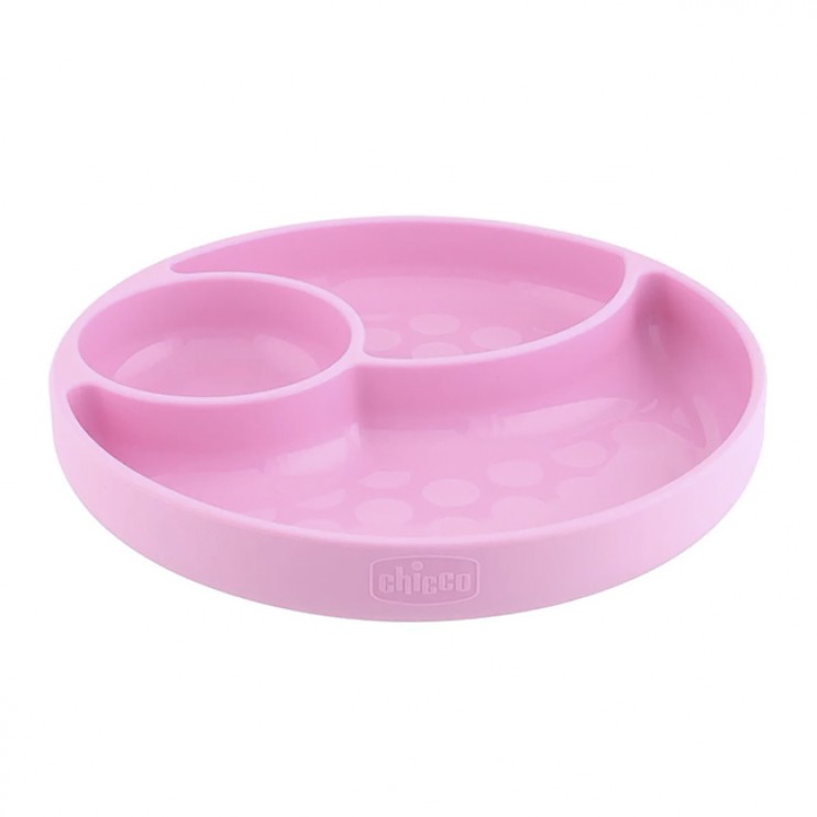 Chicco Easy Menu Pink 1τμχ | Πιάτο Σιλικόνης με Χωρίσματα Ροζ 12m+