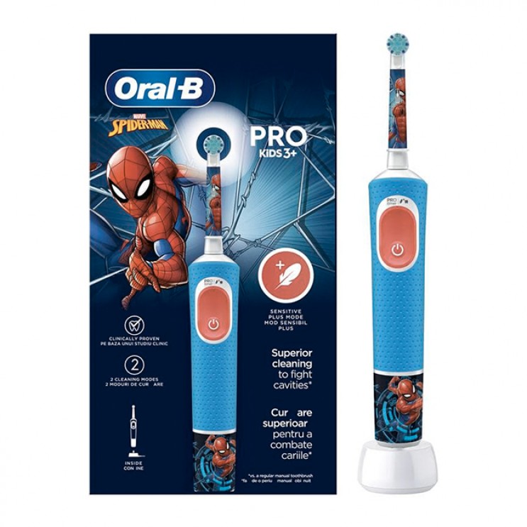 Oral-B Kids 3+ Spiderman Pro 1τμχ | Παιδική Ηλεκτρική Οδοντόβουρτσα  για παιδιά 3+