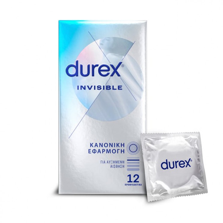Durex Invisible Προφυλακτικά Εξαιρετικά Λεπτά με Κανονική Εφαρμογή 12τμχ 
