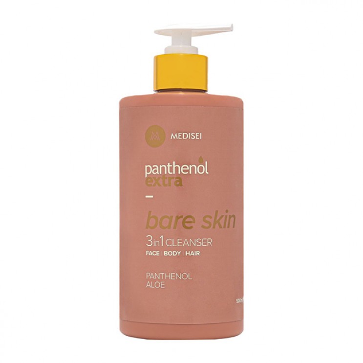 Medisei Panthenol Extra Bare Skin 3 in 1 Cleanser 500ml | Γυναικείο Αφρόλουτρο και Σαμπουάν με Ξυλώδεις Νότες