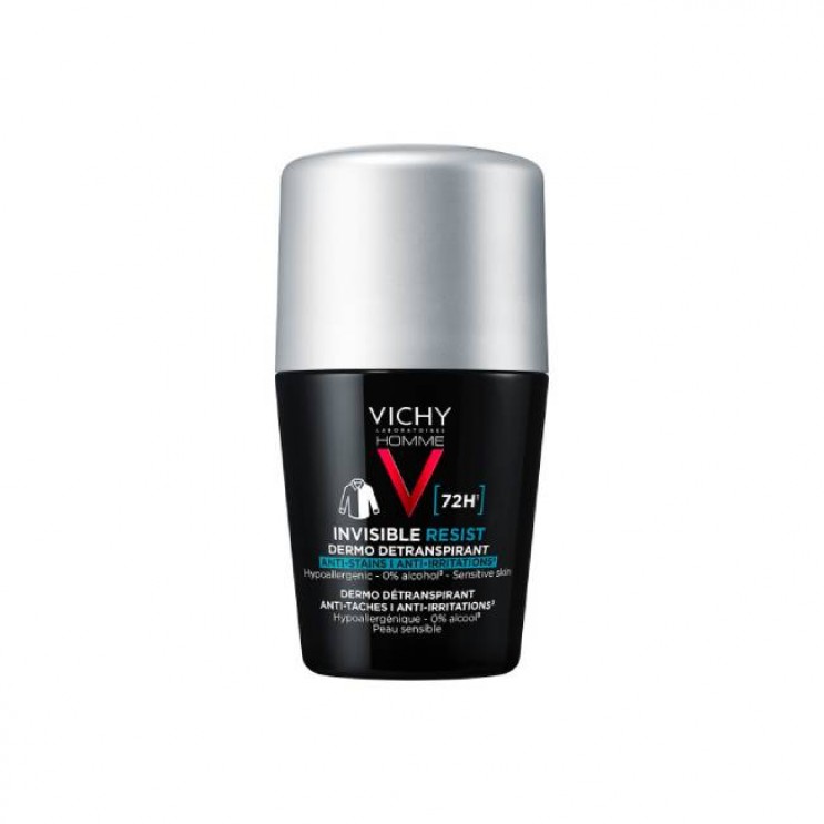 Vichy Homme Invisible, Anti-Stain - Anti Irritation Deodorant Roll-On 72h 50ml | Αποσμητικό Κατά των Σημαδιών και της Έντονης Εφίδρωσης 72ωρών