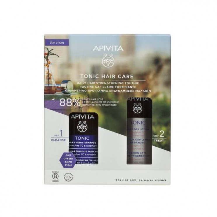 Apivita Tonic Hair Loss Lotion Λοσιόν κατά της Τριχόπτωσης 150ml & Δώρο Men's Tonic Shampoo Τονωτικό Σαμπουάν για Άνδρες 250ml  ΦΡΟΝΤΙΔΑ ΜΑΛΛΙΩΝ