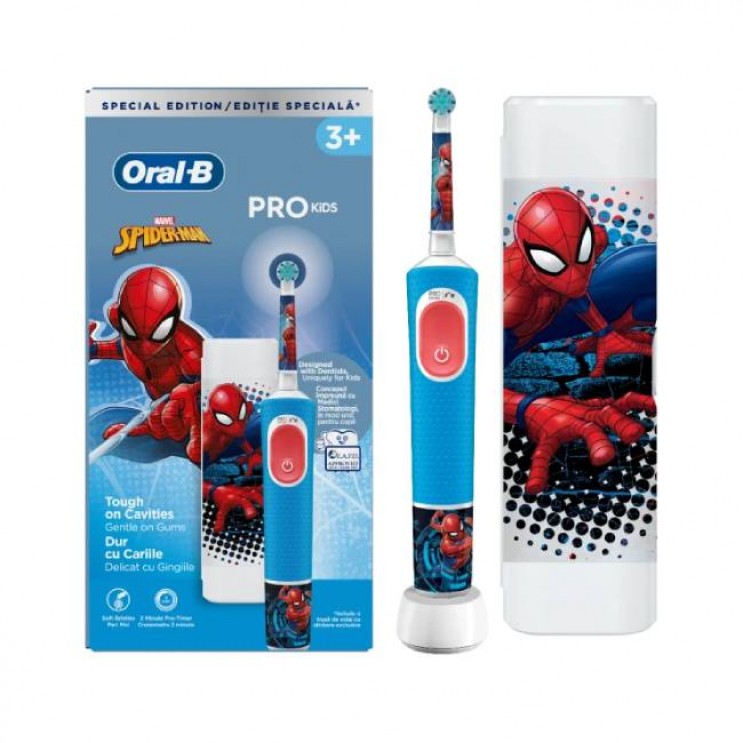 Oral-B Kids 3+ Spiderman Pro 1τμχ | Παιδική Ηλεκτρική Οδοντόβουρτσα + Θήκη