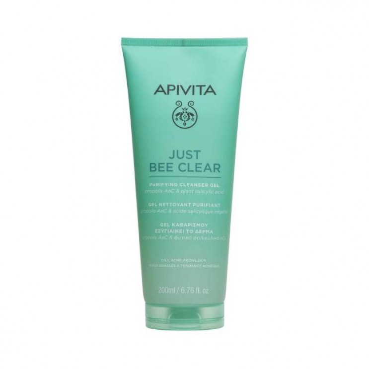 Apivita Just Bee Clear Purifying Cleanser Gel 200ml | Τζελ Καθαρισμού για την Λιπαρή με Τάση Ακμής Επιδερμίδα