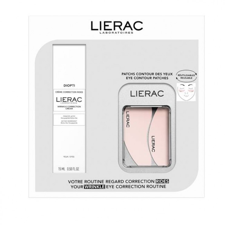 Lierac Diopti Wrinkle Correction Eye Cream Κρέμα Ματιών Διόρθωσης των Ρυτίδων 15ml & Eye Contour Patches Επαναχρησιμοποιούμενα, 1ζευγάρι
