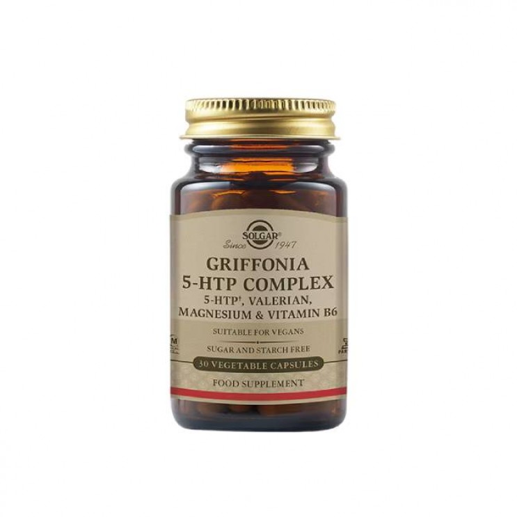 Solgar Griffonia 5-HTP Complex 30veg.caps | Συμπλήρωμα Διατροφής με 5-HTP από Σπόρους Griffonia ,Μαγνήσιο και Βιταμίνη Β6 ΔΗΜΟΦΙΛΕΣΤΕΡΑ