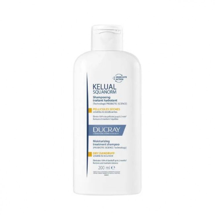 Ducray Kelual Squanorm Shampoo  Pellicules Seches  200ml | Ενυδατικό Σαμπουάν Αγωγής - Ξηρή Πιτυρίδα