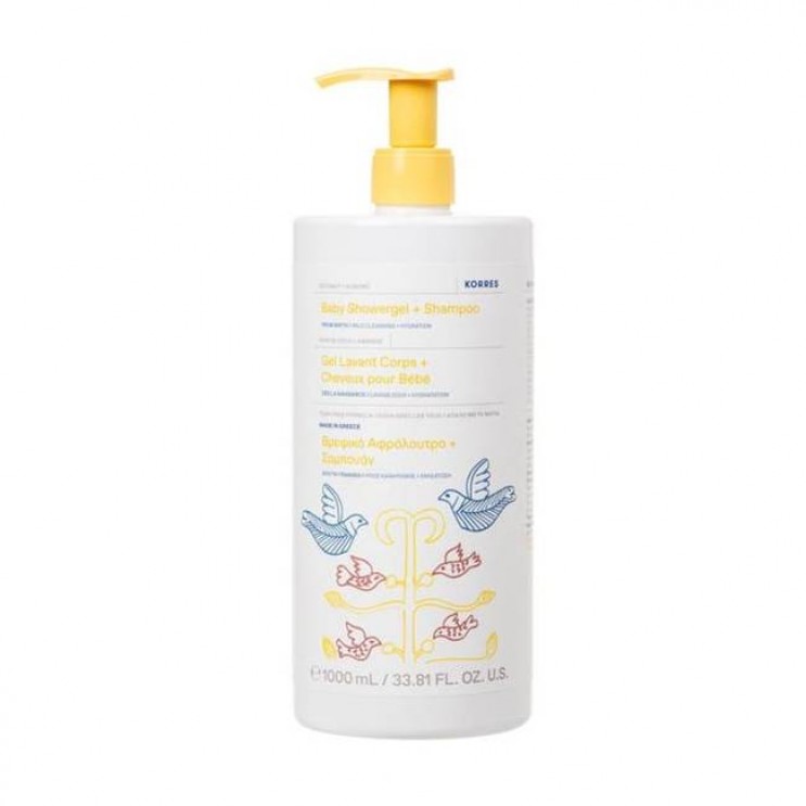 Korres Baby Showergel & Shampoo Coconut & Almond Baby Showergel & Shampoo 1000mL | Kαρύδα και Αμύγδαλο Βρεφικό Αφρόλουτρο - Σαμπουάν