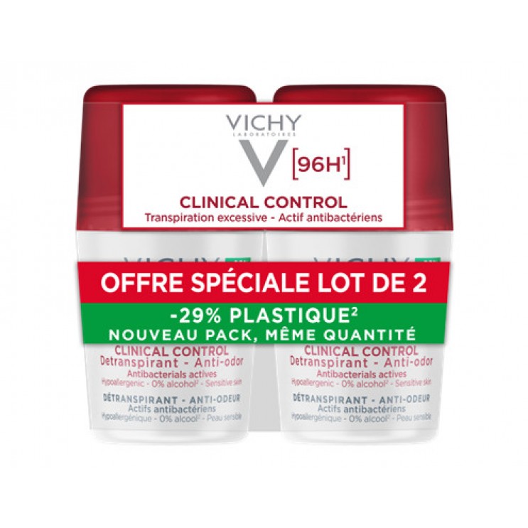 Vichy Deodorant Clinical Control 96h Roll-On 2x50ml | Αποσμητικό Κατά του Ιδρώτα και της Κακοσμίας (-50% στο 2ο Προϊόν) 