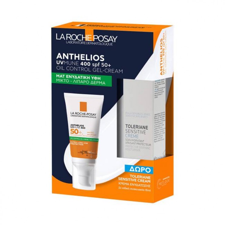 La Roche Posay Anthelios UVMUNE 400 Oil Control Gel Cream SPF50+ Κρέμα Προσώπου για Ματ Αποτέλεσμα 50ml & Δώρο Ενυδατική Κρέμα Toleriane Sensitive 15ml ΦΡΟΝΤΙΔΑ ΠΡΟΣΩΠΟΥ