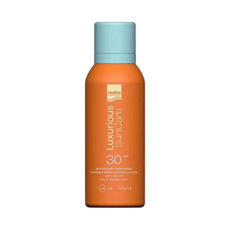 Intermed Luxurious Suncare Antioxidant Sunscreen Invisible Spray SPF30 200ml | Διάφανο Αντηλιακό Σπρέι Προσώπου Σώματος
