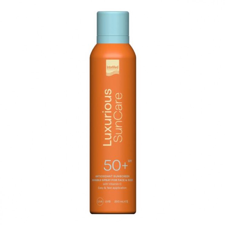 Intermed Luxurious Suncare Antioxidant Sunscreen Invisible Spray SPF 50+ 200ml | Διάφανο Αντηλιακό Σπρέι για Πρόσωπο & Σώμα