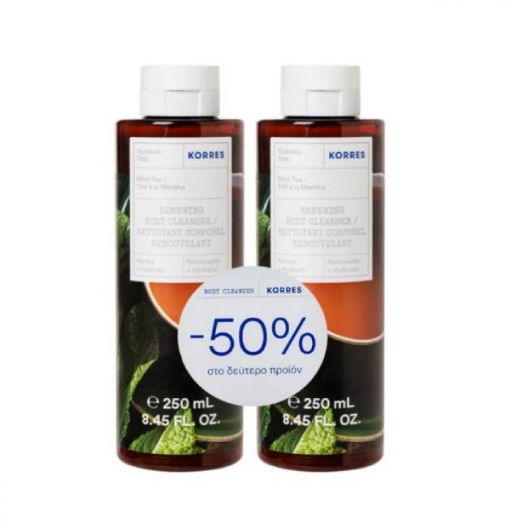 Korres Body Cleanser Mint Tea 2x250ml | Αφρόλουτρο με Άρωμα Πράσινο Τσάι (-50% στο δεύτερο προϊόν) ΦΡΟΝΤΙΔΑ ΓΙΑ ΤΟ ΣΩΜΑ