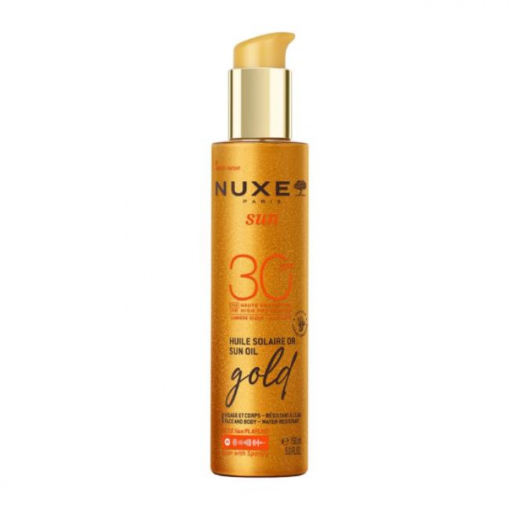 Nuxe Sun Oil Gold SPF30 150ml | Ιριδίζον Αντηλιακό Λάδι για Πρόσωπο & Σώμα 