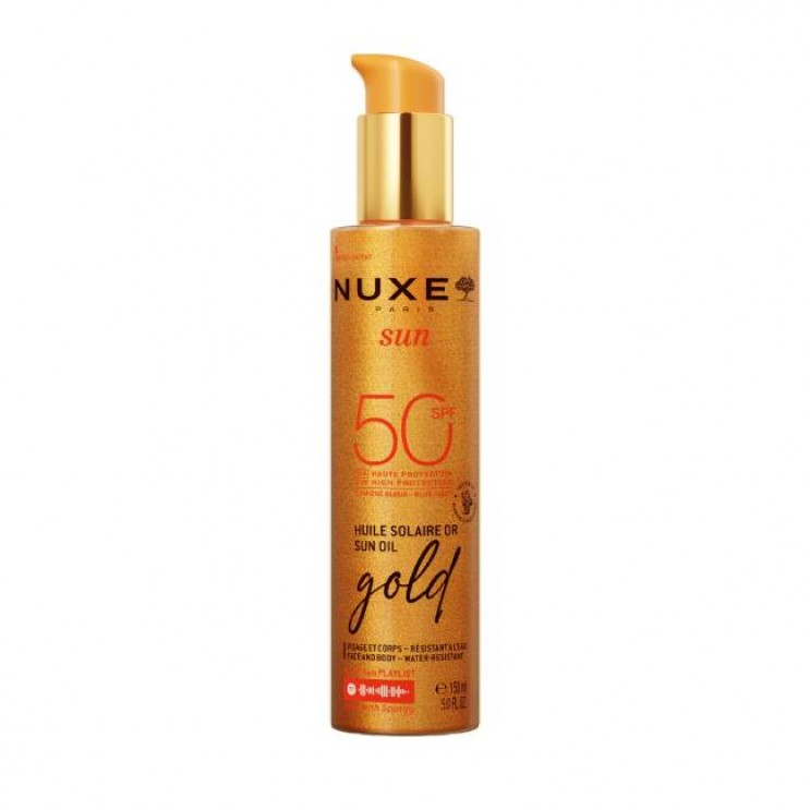 Nuxe Sun Oil Gold SPF50 150ml | Ιριδίζον Αντηλιακό Λάδι για Πρόσωπο & Σώμα 