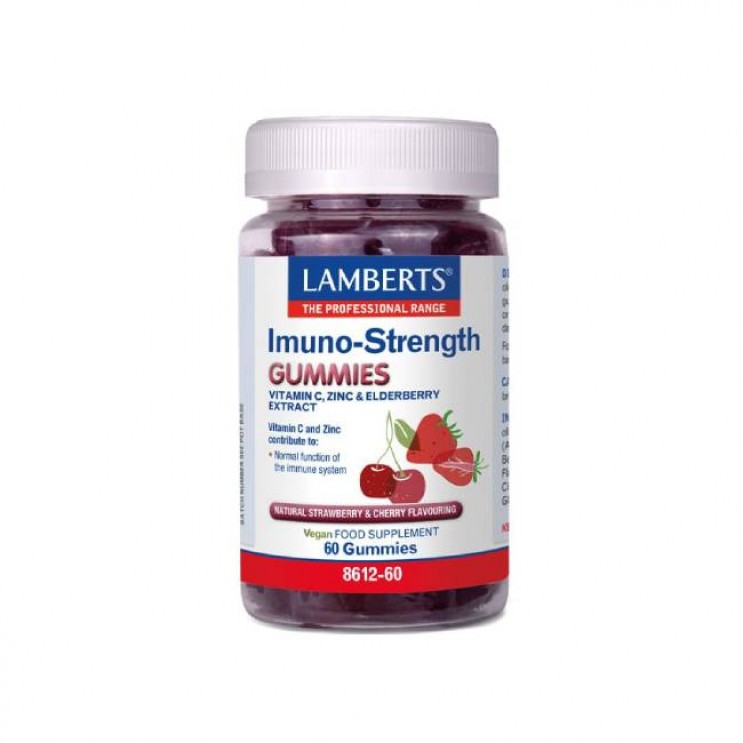 Lamberts Imuno-Strength Gummies 60 ζελεδάκια | Συμπλήρωμα Διατροφής για την Ενίσχυση του Ανοσοποιητικού με Φυσική Γεύση Κεράσι & Φράουλα