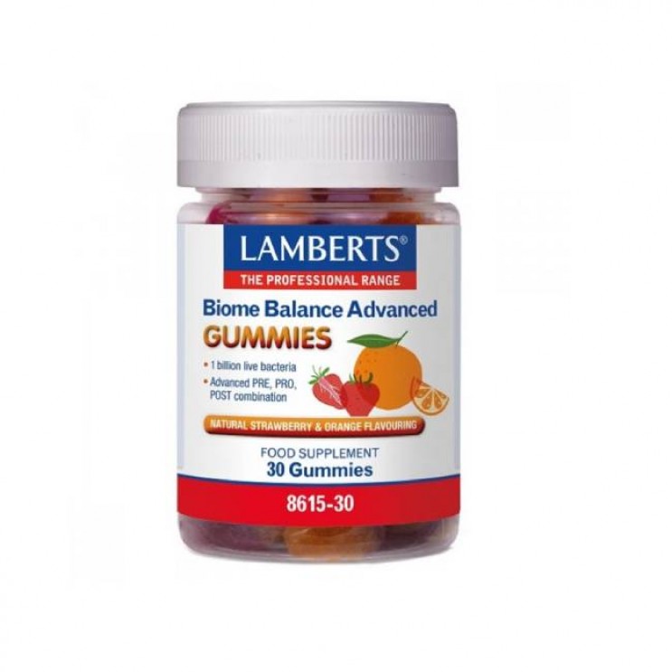 Lamberts Biome Balance Advanced Gummies 30 ζελεδάκια | Συμπλήρωμα Διατροφής με Προβιοτικά με Φυσική Γεύση Πορτοκάλι και Φράουλα