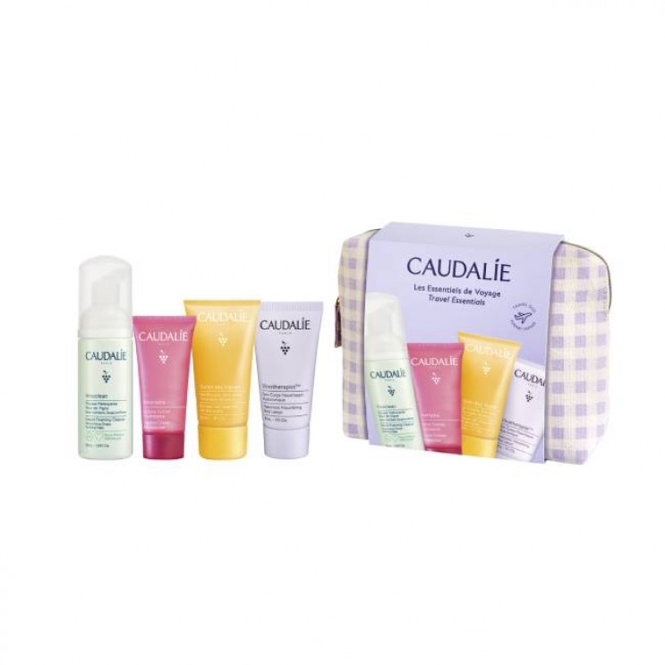 Caudalie The Travel Essentials Set Περιποίησης με Vinoclean Καθαριστικό Προσώπου, 50ml, Vinohydra Sorbet Ενυδατική Κρέμα 15ml ,Soleil de Vignes Αφρόλουτρο Σώματος 30ml, Vinotherapist Ενυδατική Λοσιόν Σώματος 30ml