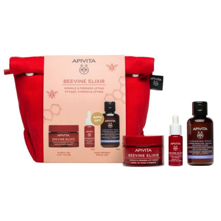 Apivita Beevine Elixir Wrinkle & Firmness Lift Cream Light Αντιρυτιδική Κρέμα για Σύσφιξη + Lifting Ελαφριάς Υφής 50ml & Δώρο Mini Beevine Elixir Ορός Προσώπου 10ml & Mini Αφρός Καθαρισμού για Πρόσωπο και Μάτια 75ml