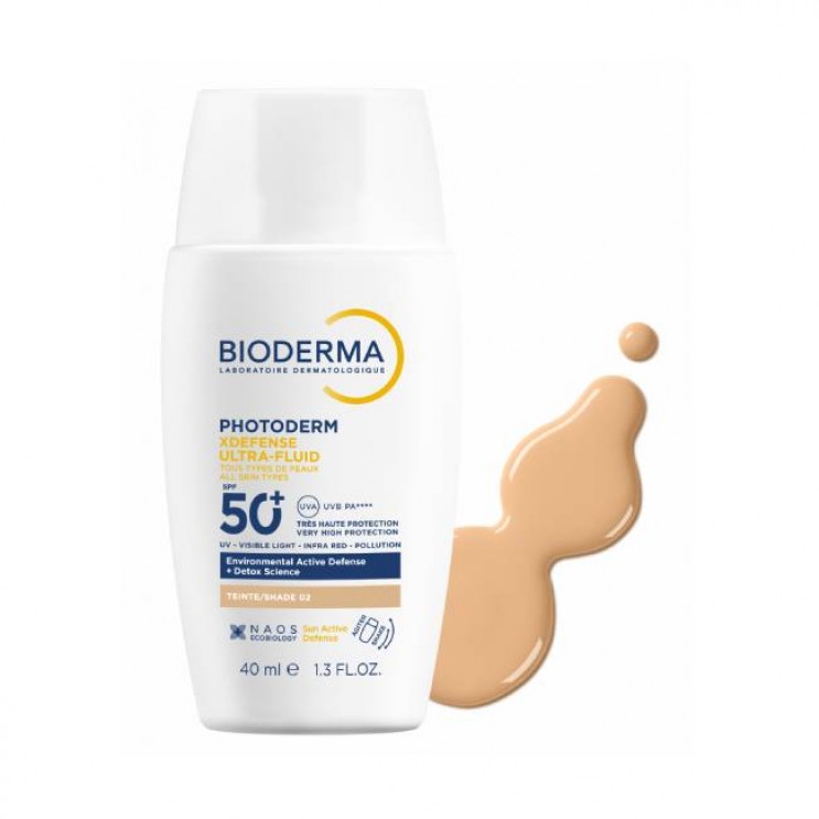 Bioderma Photoderm XDefense Ultra-Fluid Invisible Spf50+, Shade 02 40ml |Λεπτόρρευστο  Αντιηλιακό Προσώπου με Χρώμα Απόχρωση 2