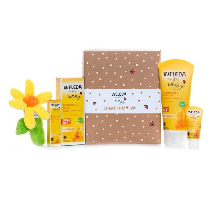 Weleda Baby Calendula Gift Set Σαμπουάν Αφρόλουτρο Καλέντουλας 200ml , Κρέμα Αλλαγής Πάνας 75ml ,Οικολογικό Δωράκι & Travel Size Προϊόντα 