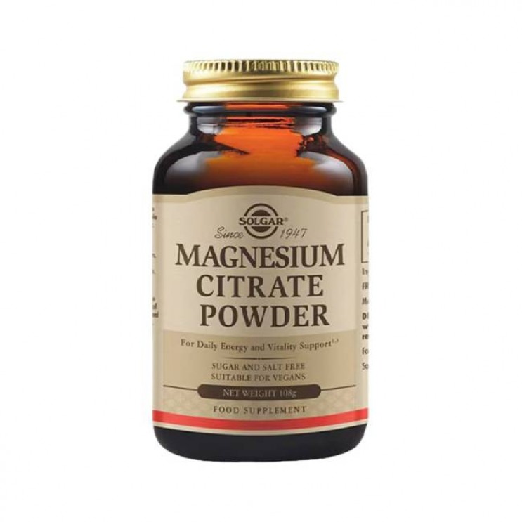Solgar Magnesium Citrate Powder 108gr | Συμπλήρωμα Διατροφής με Κιτρικό Μαγνήσιο σε Σκόνη