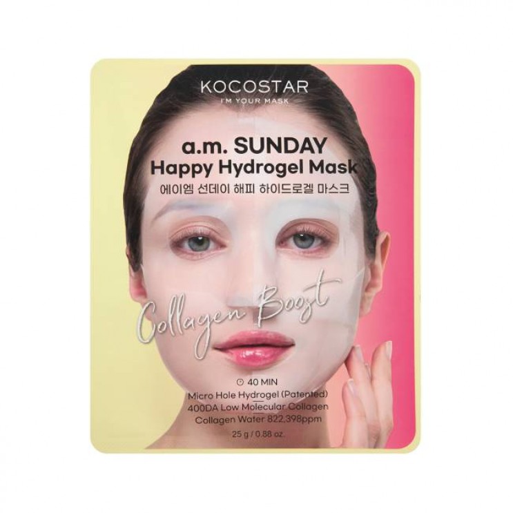 Kocostar A.M Sunday Happy Hydrogel Mask 1τμχ | Micro-hole Μάσκα Υδρογέλης με Θαλάσσιο Κολλαγόνο