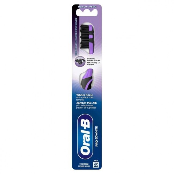 Oral-B Toothbrush Pro 3D White Medium Whiter Smile  1τμχ | Οδοντόβουρτσα Αφαιρεί Πλάκα και Επιφανειακούς Λεκέδες - Μέτρια