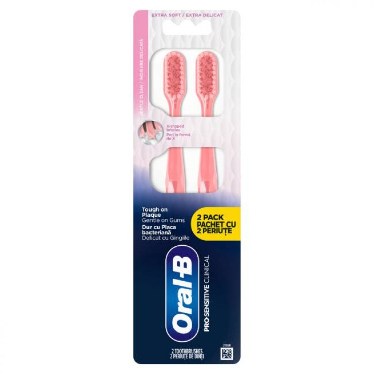 Oral-B Toothbrush Pro Sensitive Clinical Gentle Clean Extra Soft 2τμχ | Οδοντόβουρτσα Πολύ Μαλακή για Ευαίσθητα Δόντια και Ούλα