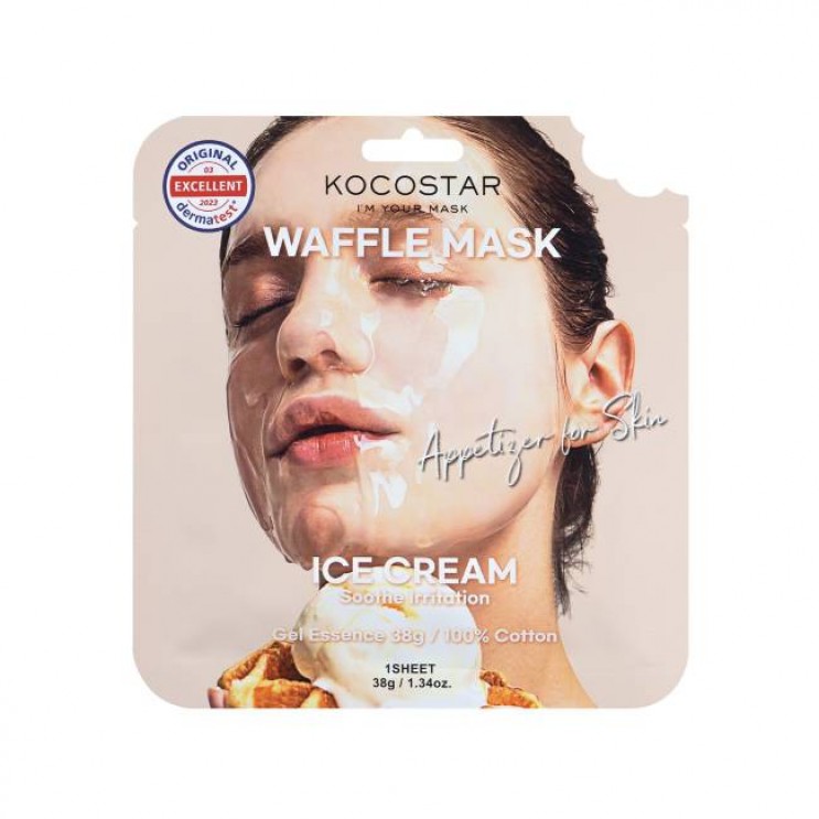 Kocostar Waffle Face Mask Ice Cream 1τμχ | Εμποτισμένη Καταπραϋντική Μάσκα Προσώπου για Ευαίσθητες Επιδερμίδες