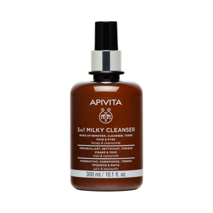 Apivita Milky Cleanser 3in1 300ml | Γαλάκτωμα Καθαρισμού 3 σε 1 για Πρόσωπο & Μάτια με Μέλι & Χαμομήλι  ΦΡΟΝΤΙΔΑ ΠΡΟΣΩΠΟΥ