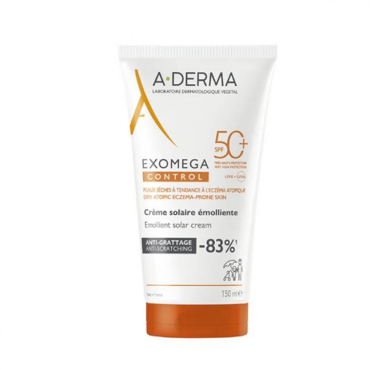 A-Derma Exomega Control Creme Emoliente SPF50+ 150ml | Αντηλιακή Κρέμα Πρόσωπο & Σώμα για το Ατοπικό και Ξηρό Δέρμα με SPF50+