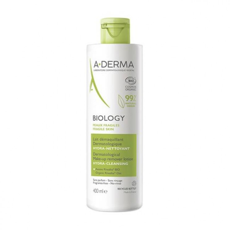 A-Derma Biology Lait Demaquillant Dermatologique 400ml | Ενυδατικό Γαλάκτωμα Καθαρισμού με Μικύλλια για Πρόσωπο και Μάτια