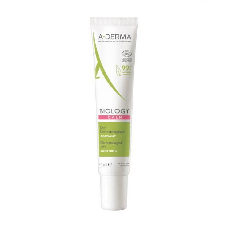 A-Derma Biology Soin Apaisant 40ml | Κρέμα για Άμεση Καταπράυνση για Αντιδραστικό - Δυσανεκτικό Δέρμα Προσώπου & Ματιών