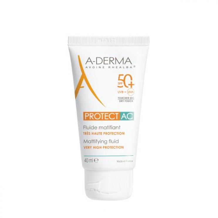 A-Derma Protect AC Fluide Matifiant 40ml | Λεπτόρρευστη Αντηλιακή Κρέμα Προσώπου για Ματ Αποτέλεσμα SPF 50+
