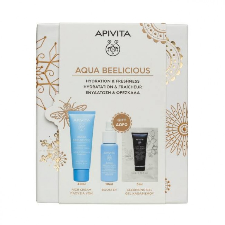 Apivita Aqua Beelicious Comfort Hydrating Cream Rich Texture Απαλή Κρέμα Ενυδάτωσης Πλούσιας Υφής 40ml & Black Detox Μαύρο Gel Καθαρισμού για Πρόσωπο & Μάτια 5ml & Booster  Αναζωογόνησης και Ενυδάτωσης 10ml  ΦΡΟΝΤΙΔΑ ΠΡΟΣΩΠΟΥ