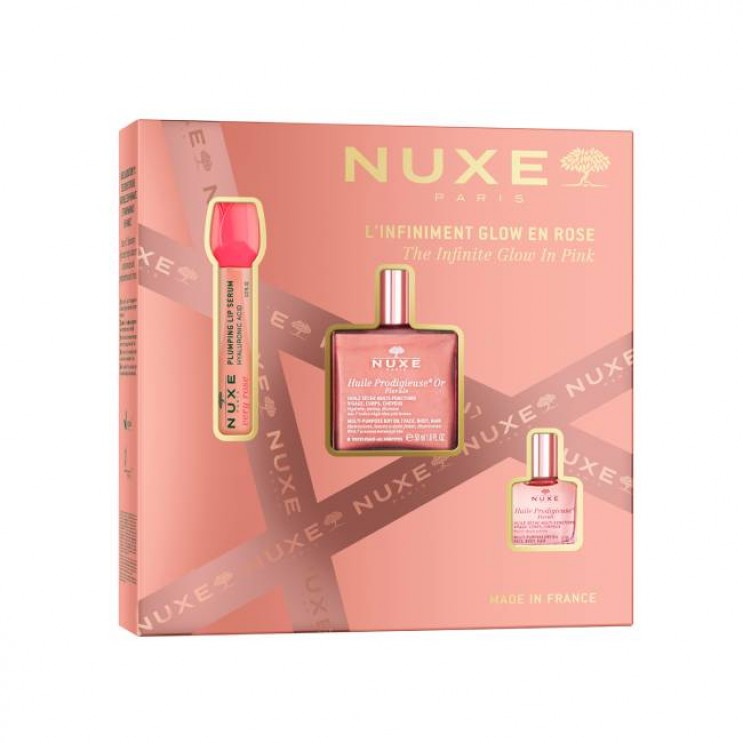 Nuxe Huile Prodigieuse Floral Or Multi-purpose Dry Oil Ιριδίζον Ροζ-Χρυσό Ξηρό Λάδι για Πρόσωπο-Σώμα-Μαλλιά 50ml & Very Rose Lip Plumping Serum Ενυδατικό Serum Χειλιών 8ml & Huile Prodigieuse Florale Ξηρό Λάδι 10ml