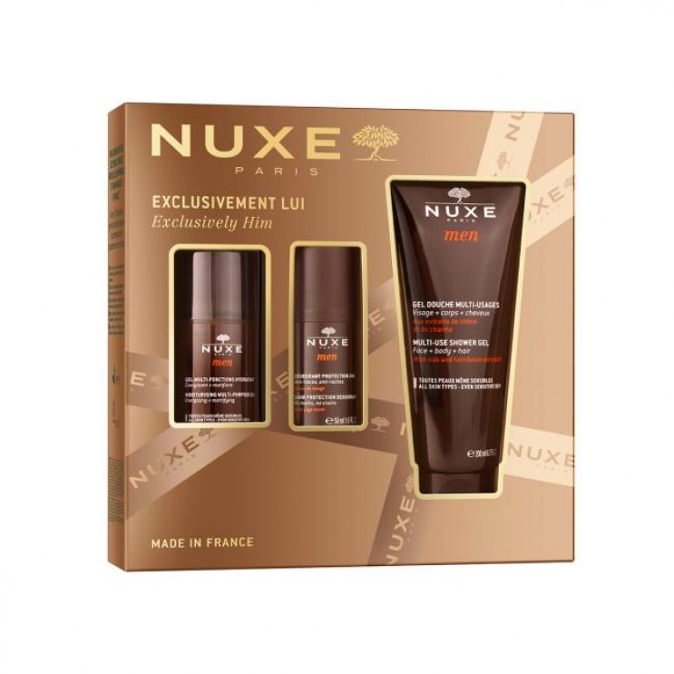 Nuxe Men Moisturising Multi-Purpose Gel Ενυδατικό Τζέλ Προσώπου 50ml & Men 24hr Protection Deodorant Αποσμητικό 50ml & Men Multi-Use Shower Gel Πολυχρηστικ΄ό Αφρόλουτρο 200ml