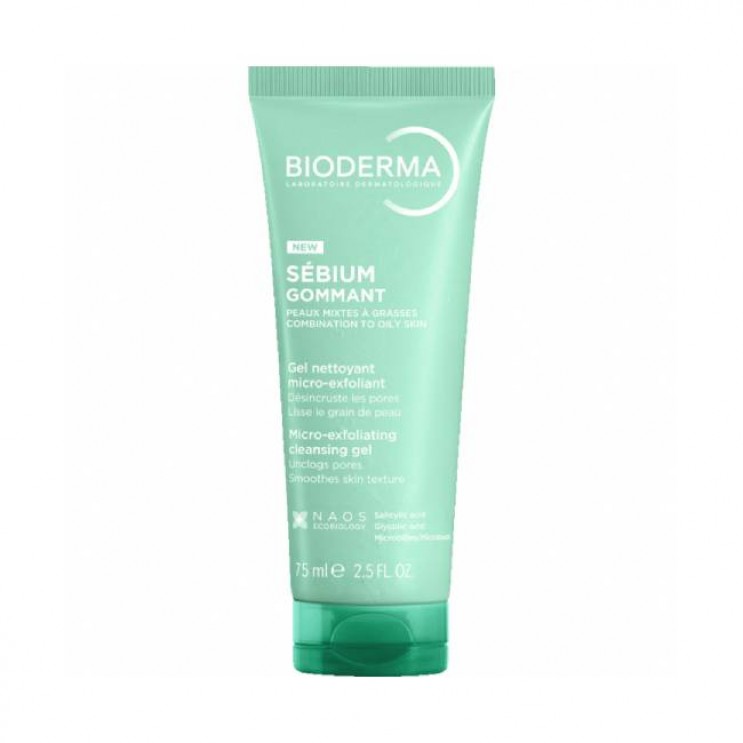 Bioderma Sebium Gommant 75ml | Απολεπιστικό Καθαριστικό Τζελ για Μικτό προς Λιπαρό Δέρμα με Τάση Ακμής