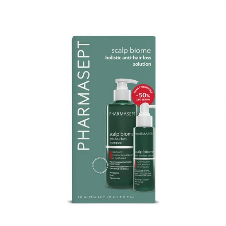 Pharmasept  Scalp Biome Anti Hair Loss Shampoo Σαμπουάν Κατά της Τριχόπτωσης 400ml & Scalp Biome Anti-Hair Loss Serum Ορός κατά της Τριχόπτωσης 100ml 
