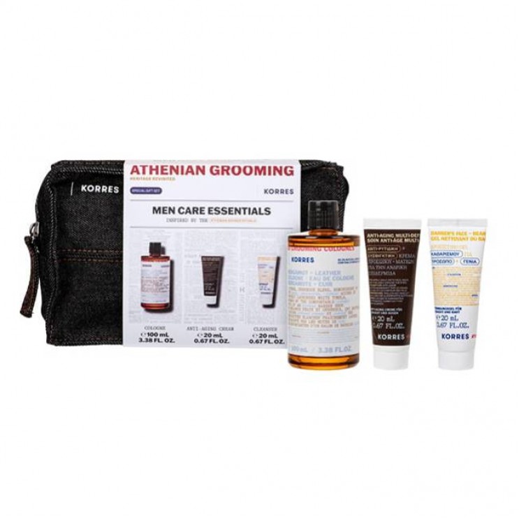Korres Athenian Grooming Eau de Cologne Bergamot & Leather Ανδρικό Άρωμα 100ml & Athenian Grooming Αντιρυτιδική και Συσφικτική Κρέμα για Πρόσωπο και Μάτια 20ml & Athenian Grooming Δροσιστικό Gel Καθαρισμού για Πρόσωπο & Γένια 20ml