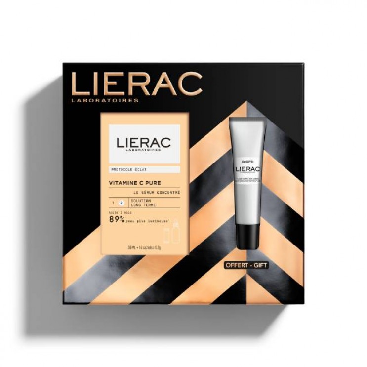 Lierac Protocol Radiance Pure Vitamin C Serum Συμπυκνωμένος Ορός Προσώπου Λάμψης με Καθαρή Βιταμίνη C 30ml + 14sobres x 0.2g & Δώρο Diopti Dark Circle Κρέμα Διόρθωσης Μαύρων Κύκλων 15ml