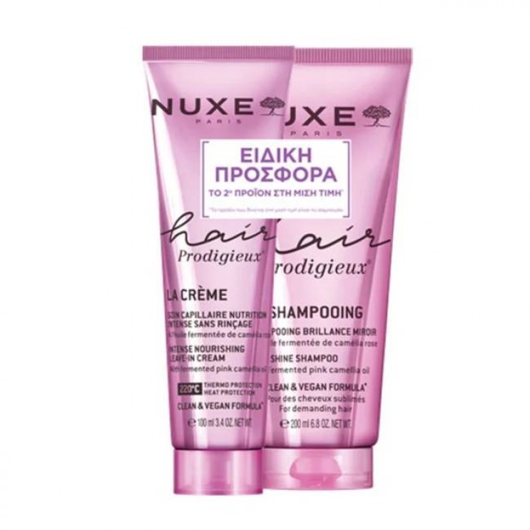 Nuxe Hair Prodigieux La Creme High Shine Intense Nourishing Leave In Cream  Θερμοπροστατευτική Κρέμα 100ml & Hair Prodigieux High Shine Shampoo Σαμπουάν Λάμψης για Ταλαιπωρημένα Μαλλιά 200ml 